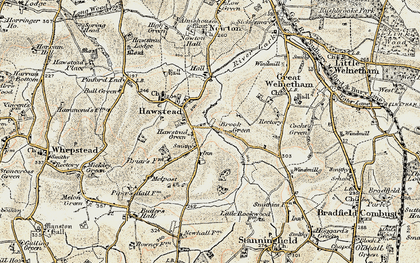 Old map of Hawstead Green in 1899-1901