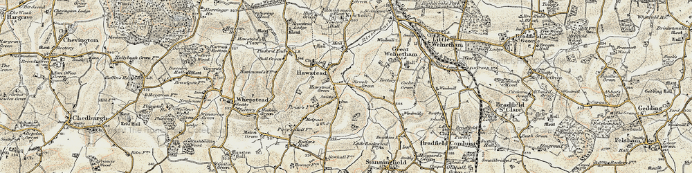 Old map of Hawstead Green in 1899-1901