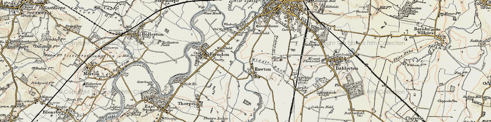 Old map of Hawton in 1902-1903