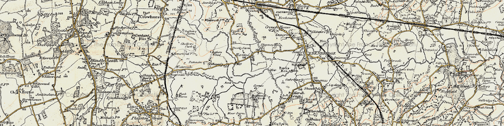 Old map of Haxted in 1898-1902