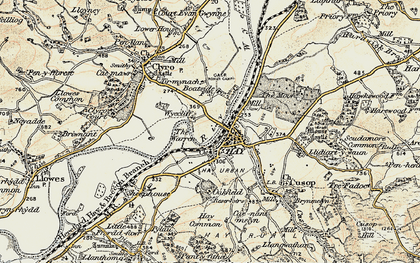 Old map of Hay-on-Wye in 1900-1902