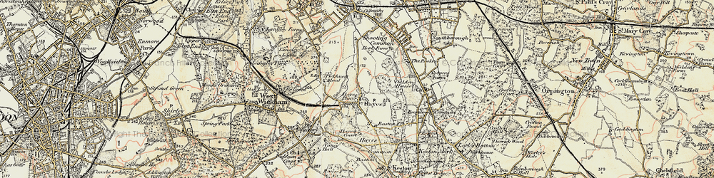 Old map of Hayes in 1897-1902