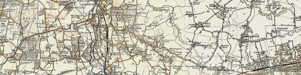 Old map of Hayes End in 1897-1909