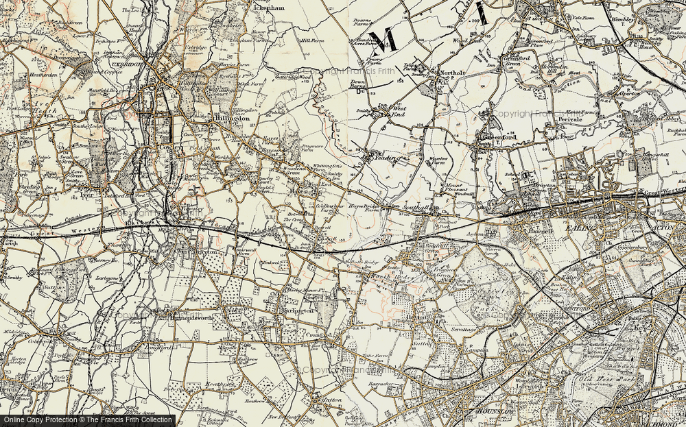 Old Map of Historic Map covering Bull's Bridge in 1897-1909