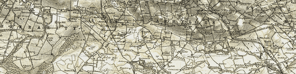 Old map of Hayhillock in 1907-1908