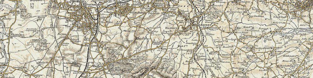 Old map of Hayley Green in 1901-1902