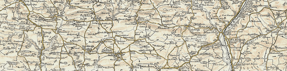 Old map of Hayne in 1899-1900