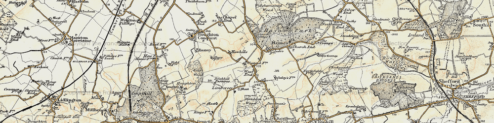 Old map of Haynes West End in 1898-1901