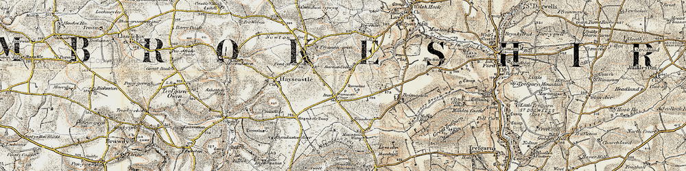 Old map of Hayscastle Cross in 1901-1912