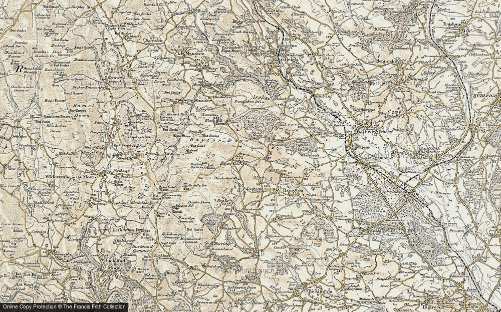 Old Map of Haytor Vale, 1899-1900 in 1899-1900