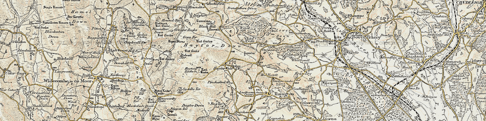 Old map of Haytor Vale in 1899-1900