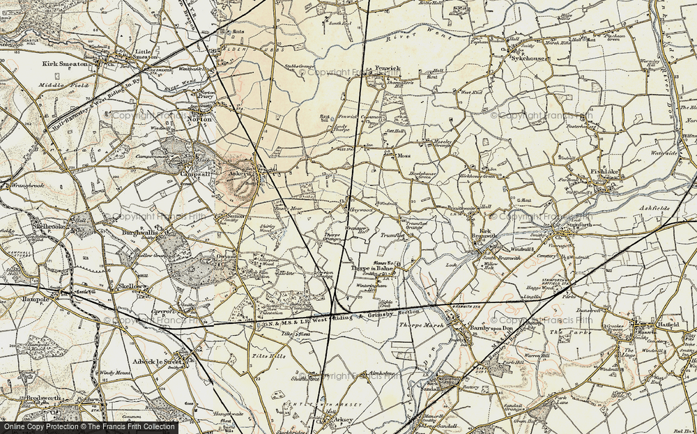 Old Map of Historic Map covering Wrancarr Ho in 1903