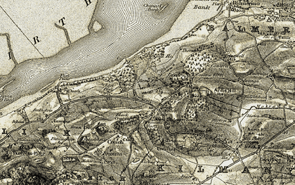 Old map of Birkhill Ho in 1906-1908