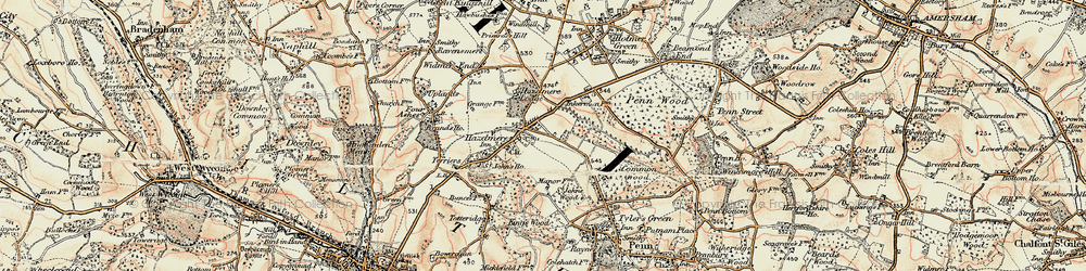 Old map of Hazlemere in 1897-1898