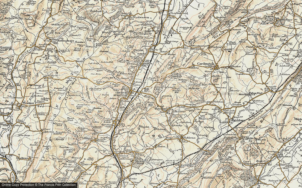 Old Map of Historic Map covering Helmeth Hill in 1902-1903