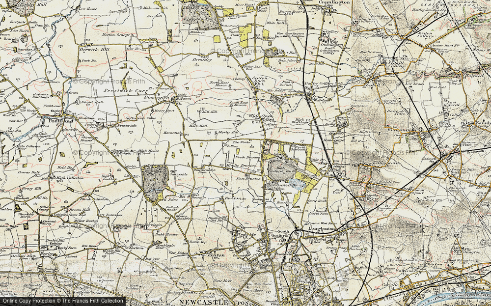 Old Map of Historic Map covering North Brunton in 1901-1903