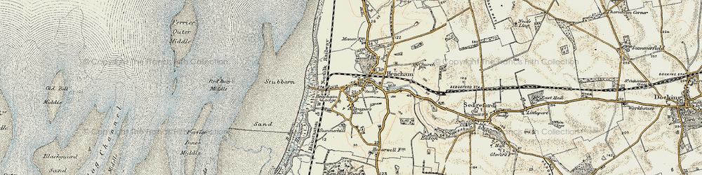 Old map of Heacham in 1901-1902