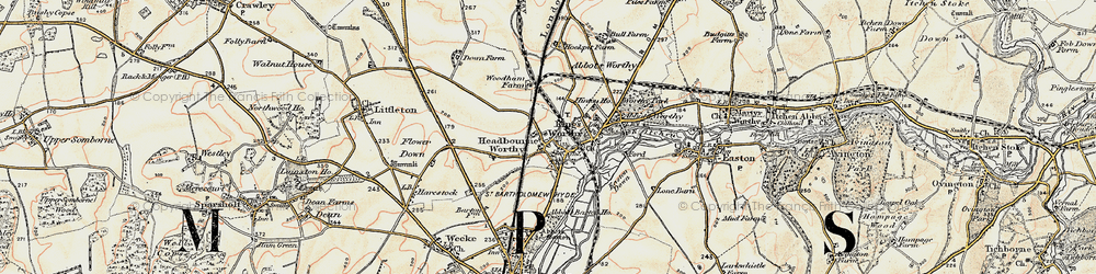 Old map of Headbourne Worthy in 1897-1900