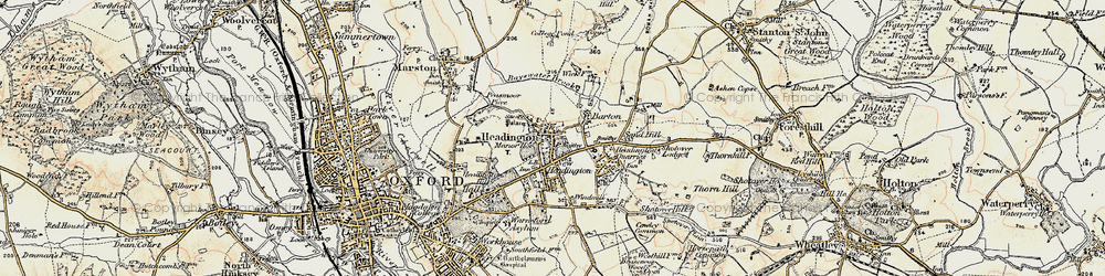 Old map of Headington in 1898-1899
