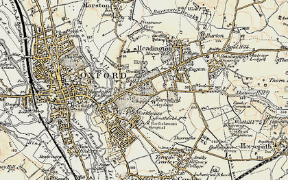 Old map of Headington Hill in 1898-1899