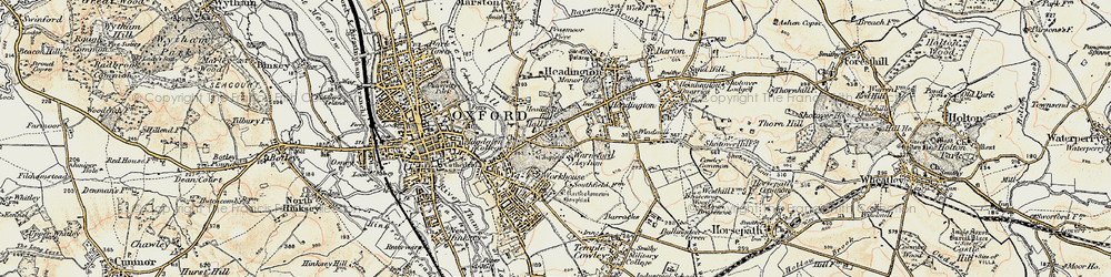 Old map of Headington Hill in 1898-1899