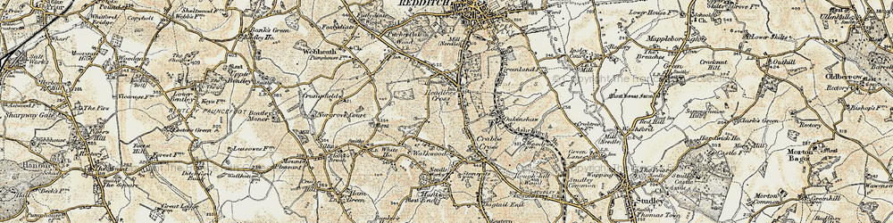 Old map of Headless Cross in 1899-1902