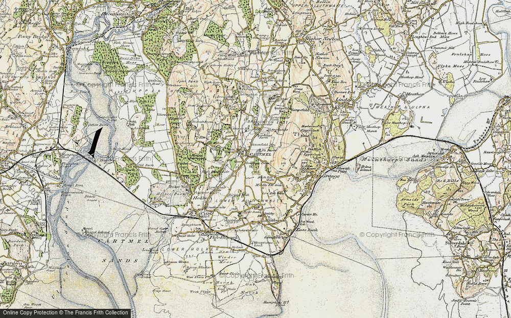 Old Map of Historic Map covering Borwick's Aynsome in 1903-1904