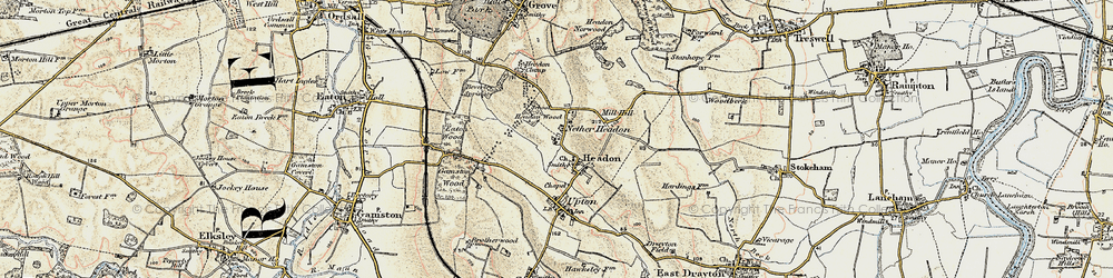 Old map of Headon in 1902-1903