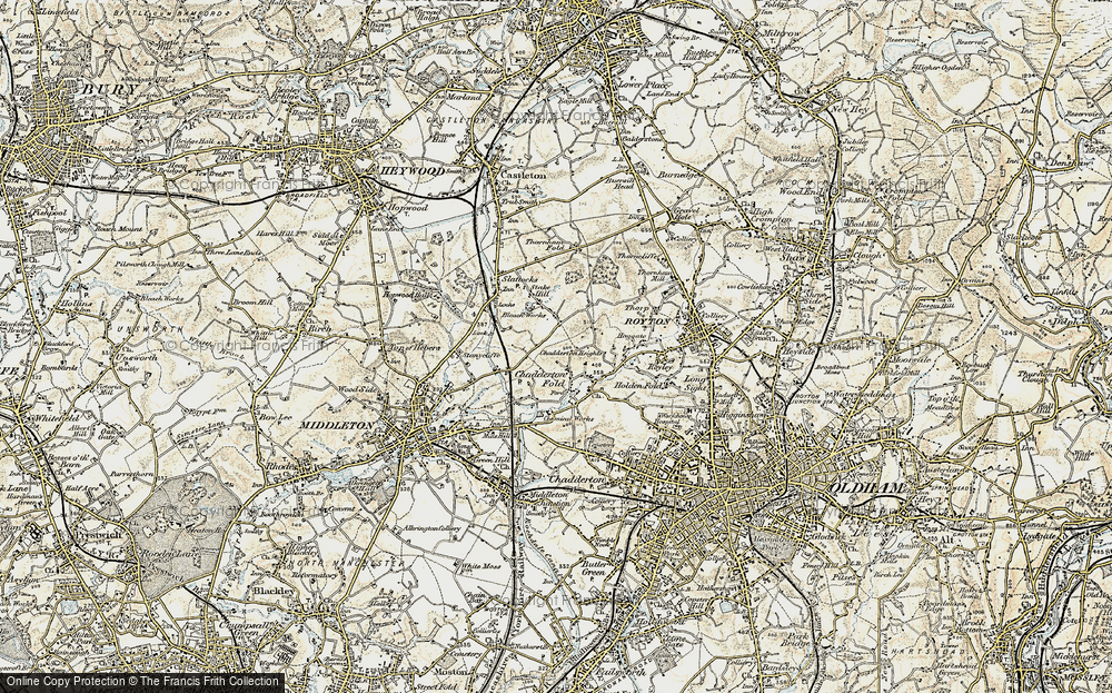 Old Map of Historic Map covering Chadderton Heights in 1903
