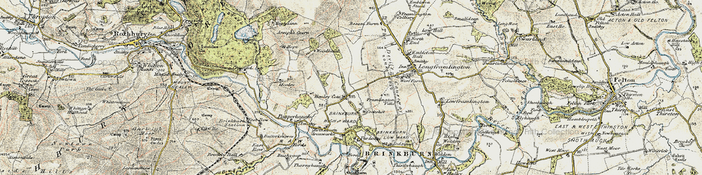 Old map of Brinkburn Lodge in 1901-1903