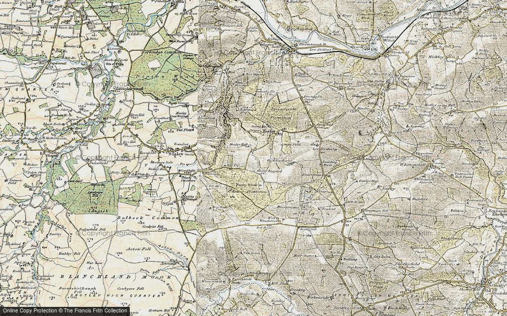 Old Map of Historic Map covering Minsteracres in 1901-1904