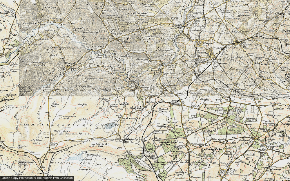 Old Map of Historic Map covering Whitehall Moss in 1901-1904