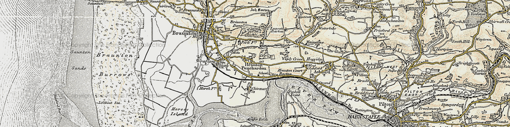 Old map of Heanton Punchardon in 1900