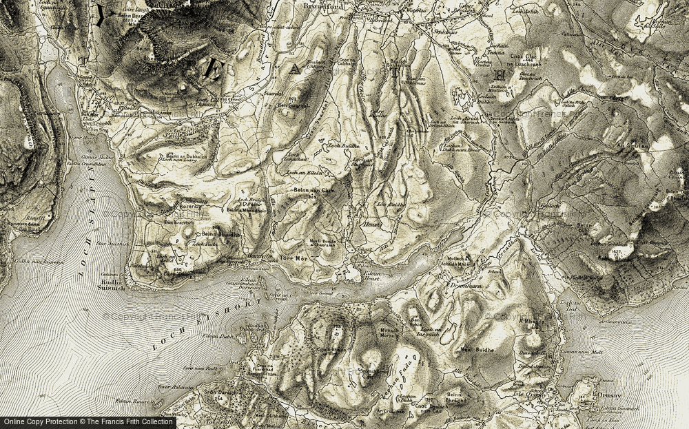 Old Map of Historic Map covering Beinn nan Càrn in 1906-1909
