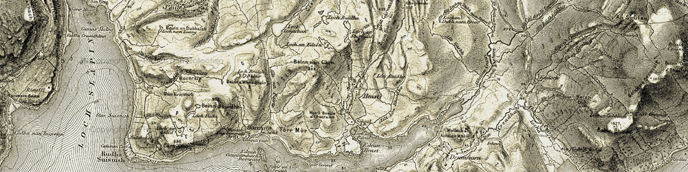 Old map of Beinn nan Càrn in 1906-1909