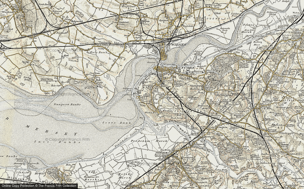Old Map of Historic Map covering Runcorn Hill in 1902-1903