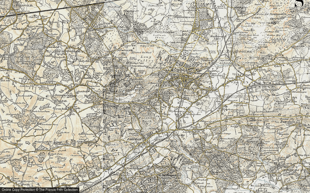 Old Map of Historic Map covering Bourley Hill in 1898-1909