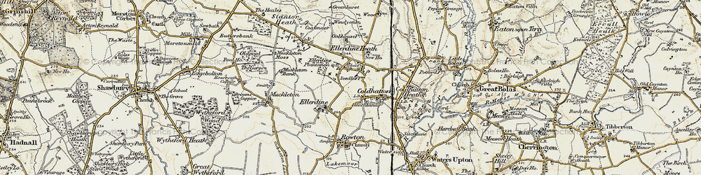 Old map of Heath Lanes in 1902