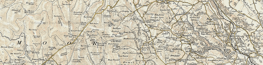 Old map of Birch Tor in 1899-1900