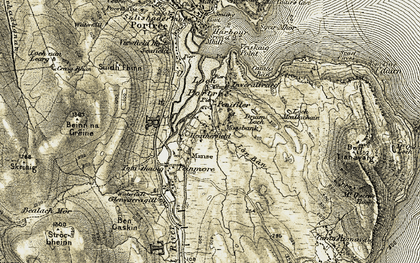 Old map of Ben Culeshader in 1908-1909