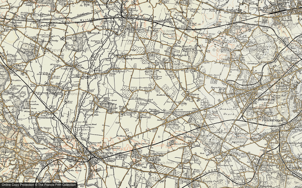 Old Map of Heathrow Airport London, 1897-1909 in 1897-1909