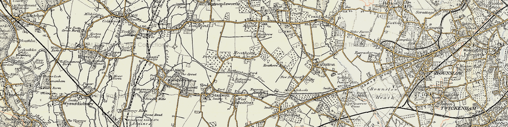 Old map of Heathrow Airport London in 1897-1909