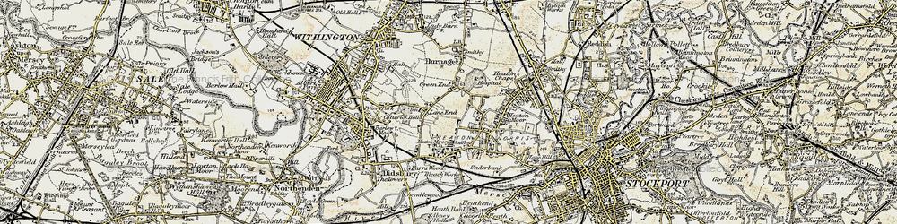 Old map of Heaton Mersey in 1903