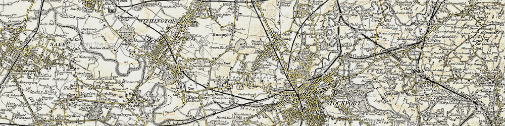 Old map of Heaton Moor in 1903