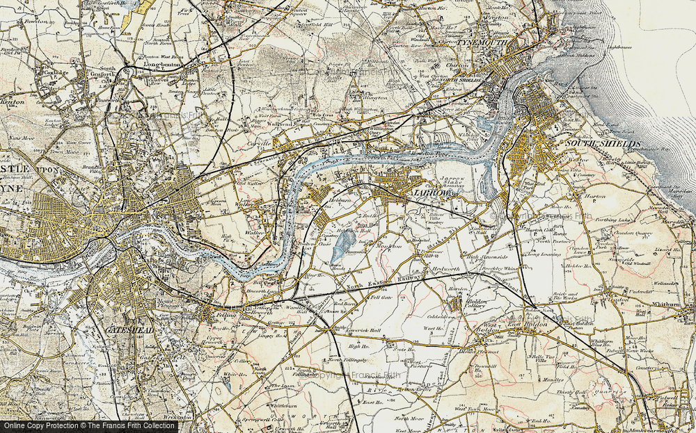 Old Map of Historic Map covering Bede's Well in 1901-1904