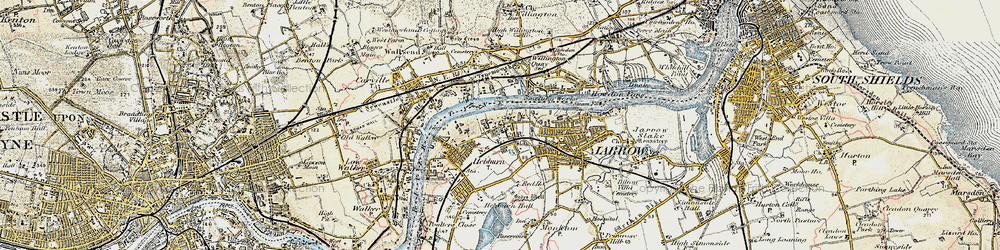 Old map of Hebburn Colliery in 1901-1904