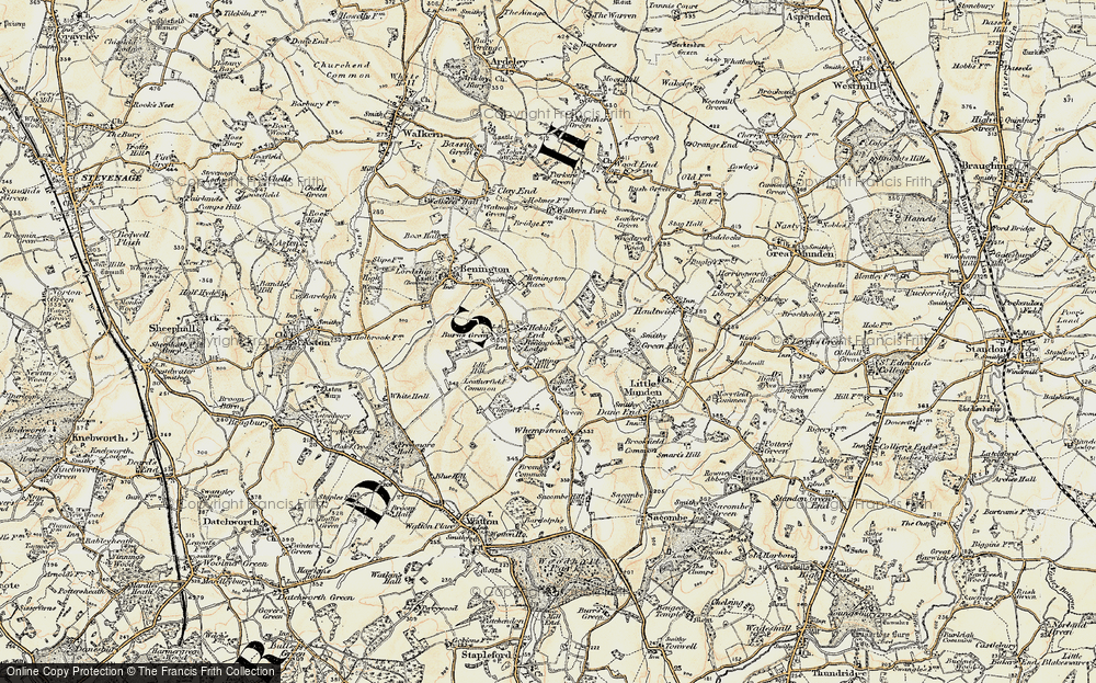Old Map of Historic Map covering Benington Ho in 1898-1899