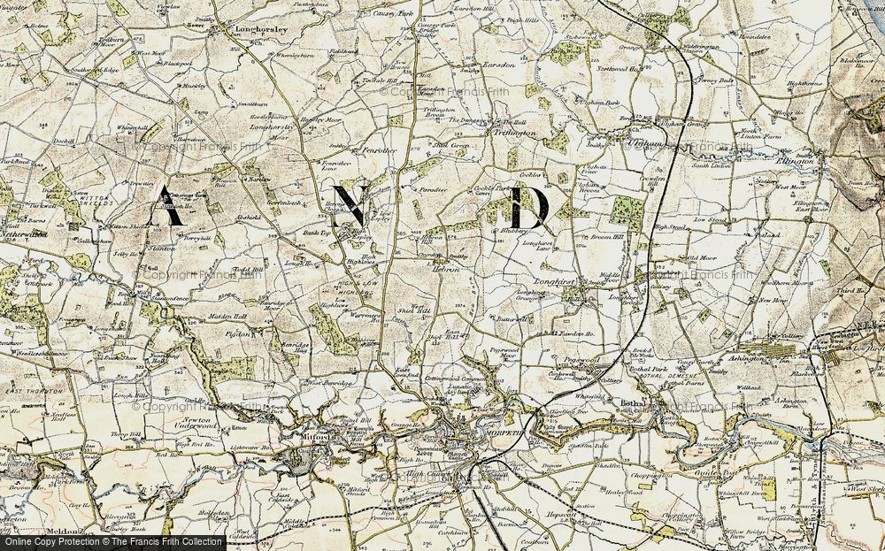 Old Map of Historic Map covering Low Espley in 1901-1903
