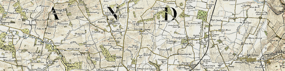 Old map of Espley Hall in 1901-1903