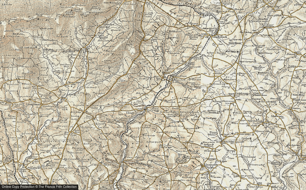 Old Map of Historic Map covering Berllandawel in 1901